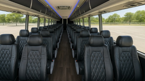 Interior of Charter Bus Company Lafayette's 55 Passenger Charter Bus in Lafayette