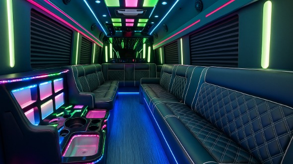 Interior of Charter Bus Company Lafayette's Party Bus in Lafayette