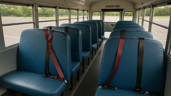 Interior of Charter Bus Company Lafayette's School Bus in Lafayette