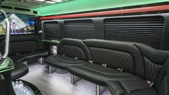 Interior of Charter Bus Company Lafayette's Sprinter Limo in Lafayette