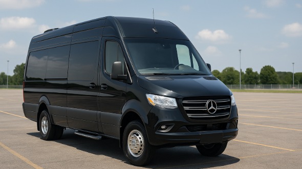 Exterior of Charter Bus Company Lafayette's Sprinter Limo in Lafayette