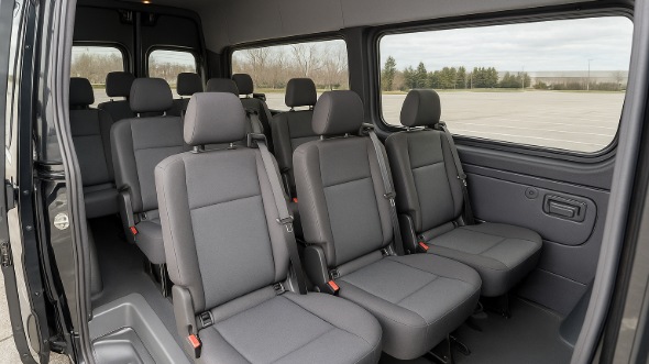 Interior of Charter Bus Company Lafayette's Sprinter Van Rental With Driver in Lafayette