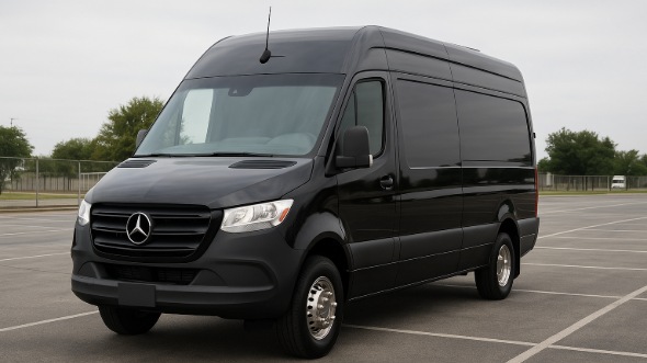 Exterior of Charter Bus Company Lafayette's Sprinter Van Rental With Driver in Lafayette